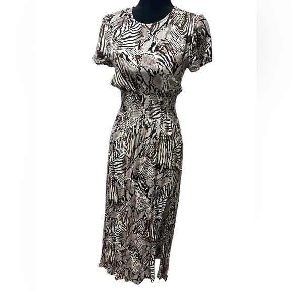 Wilfred Dresses & Skirts - Aritzia Wilfred maxi Dress Giselle Zebra Snake Animal high Slit Size Small